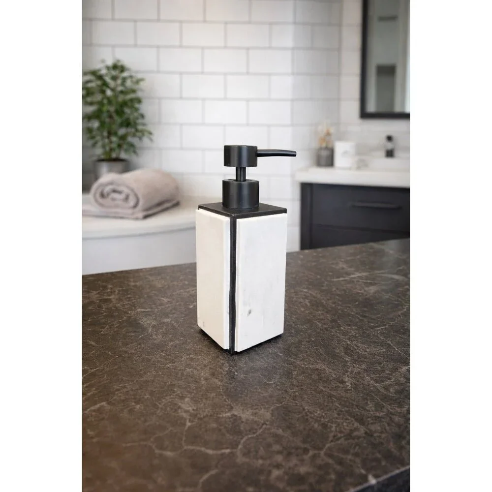New Balck / White Marble Contemporary Soap Dispenser Pump Bathroon Vanity Decor